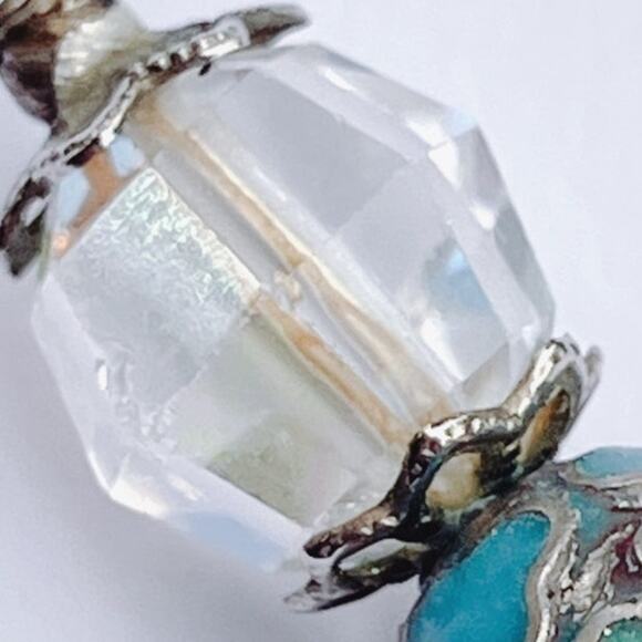 Vintage Mid Century Cloisonné Hat Pin AB Glass Beads Floral Stick Pin 1950s - Picture 7 of 16